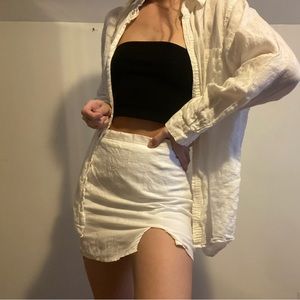 Verge Girl White Linen Mini Skirt